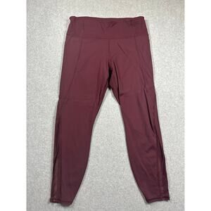 Athleta Lightning 7/8 Tight Mid-Rise Leggings Large Red High Waisted Pockets